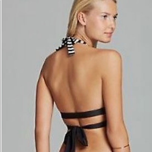 Vitamin A Wrap Bikini Top Black and White Striped *TOP ONLY* - Picture 2 of 7
